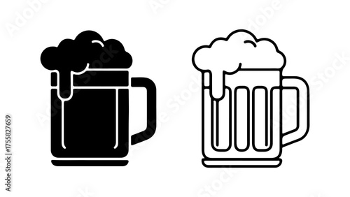 Beer mugs with foam with transparent background