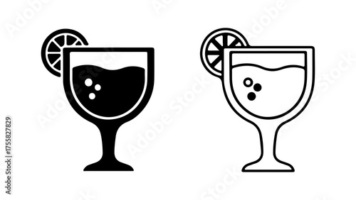 Cocktail glasses with citrus garnish with transparent background