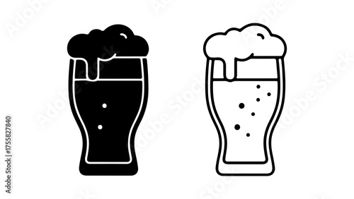 Beer glasses with foam with transparent background