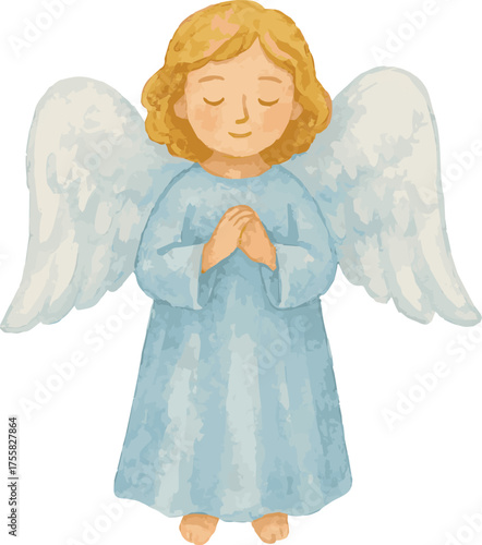 Watercolor vector illustrations of a adorable angel