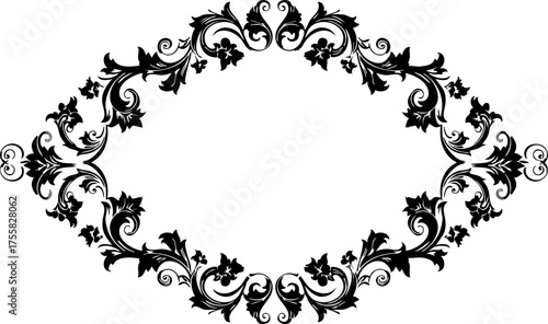 Fotografi Elegant floral frame design for cards, invitations, and stationery projects, offering a touch of vintage charm and sophistication for creative designs
