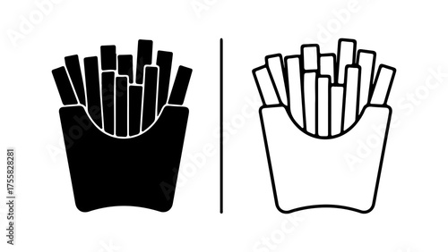 French fries in container with transparent background