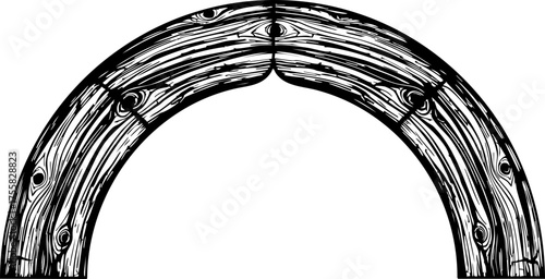 Tableau sur toile Rustic wooden archway evoking natural beauty, perfect for bohemian wedding invit