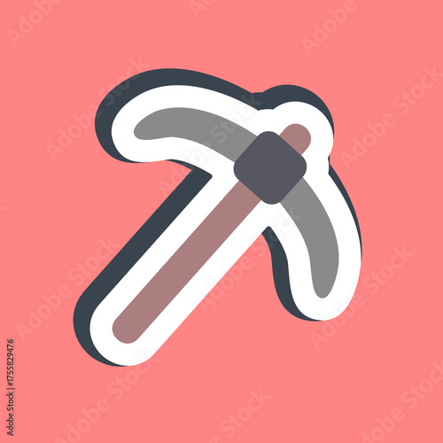 Sticker pick axe. Gold mining elements.
