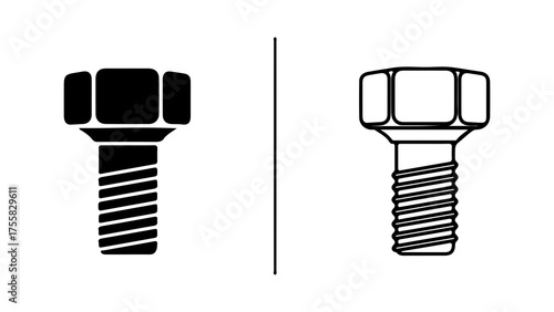 Bolt and screw icons with transparent background