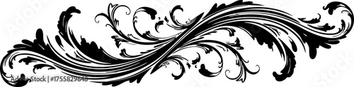 Bilde på lerret Elegant black ornamental flourish design adds sophistication and visual flair to