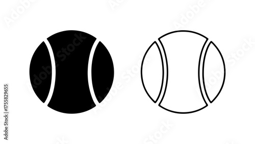 Tennis balls outline and solid with transparent background