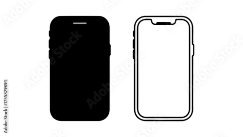 Smartphone outline and silhouette with transparent background