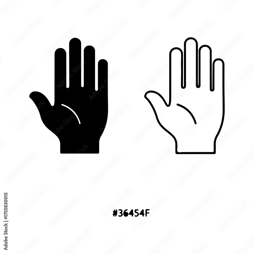 Fototapeta premium Hand outline and solid shape with transparent background