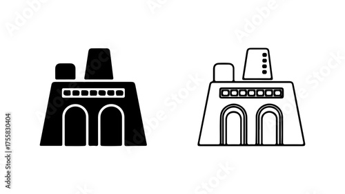 Ancient building facade with transparent background