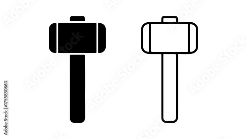 Gavel icons with outline and solid fill with transparent background