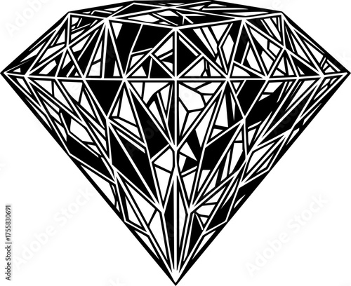 Stunning faceted diamond gemstone icon symbolizing luxury, value, and precious rarity for modern design projects.