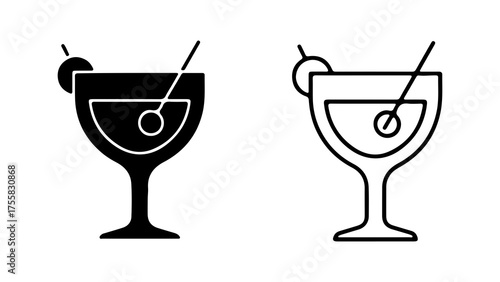 Martini glasses with olives with transparent background