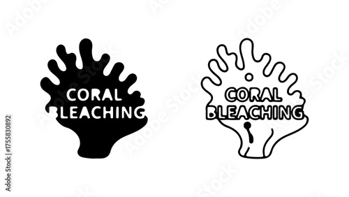 Coral bleaching icons with transparent background