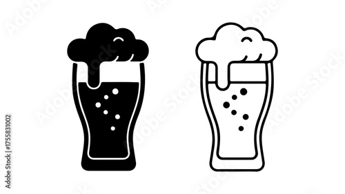 Beer glasses with foam with transparent background