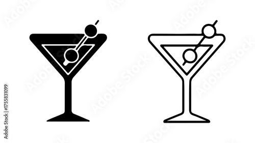 Martini glass with olive with transparent background
