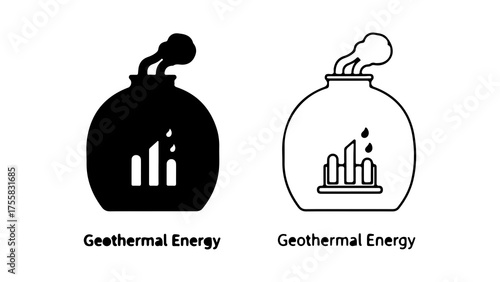 Geothermal energy icons with transparent background