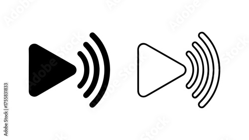 Play button with sound waves with transparent background