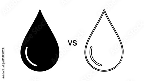 Water drop comparison with transparent background