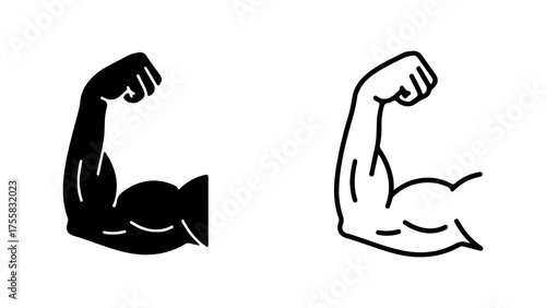 Muscular arm flexing with transparent background