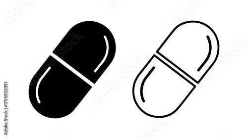 Pill capsule icon with transparent background