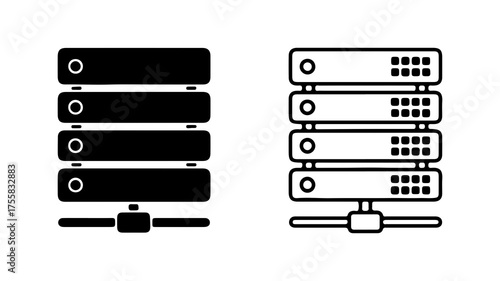 Server rack with network connection with transparent background