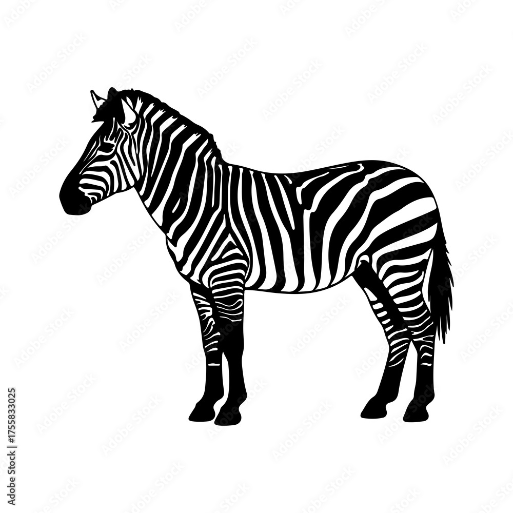 Fototapeta premium Zebra standing with transparent background