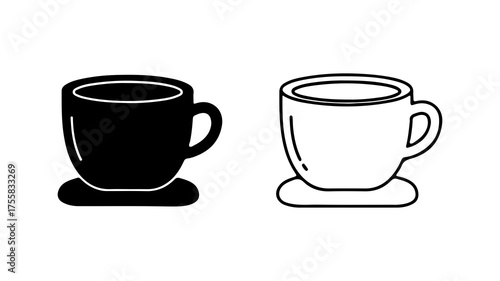 Coffee cup and saucer with transparent background