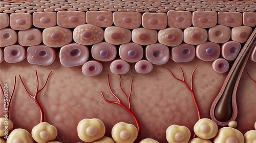 Detailed Illustration of Human Skin Anatomy and Structure