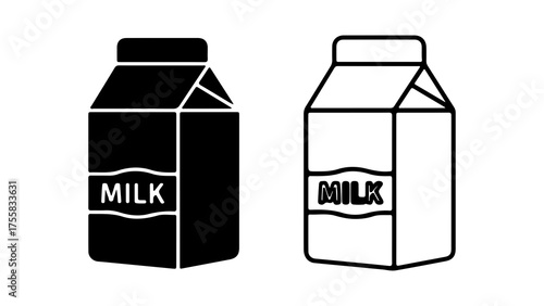 Milk carton icons with transparent background