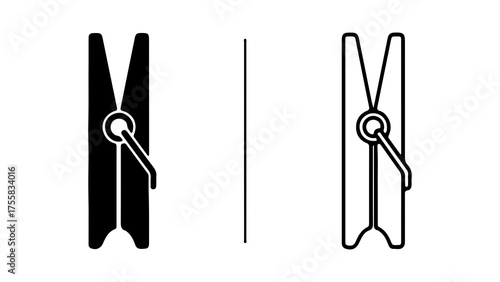 Clothes pins with outline and solid fill with transparent background