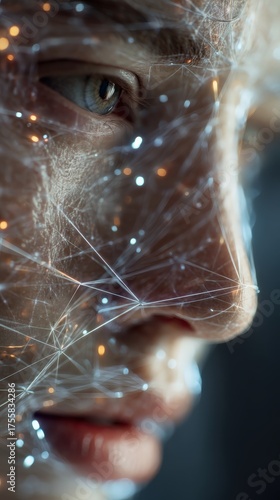 Person with a glowing interface, a portrait of empathy interface.