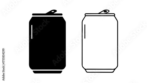 Soda cans with outline and solid fill with transparent background