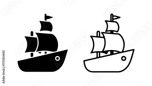 Sailing ship icon with transparent background