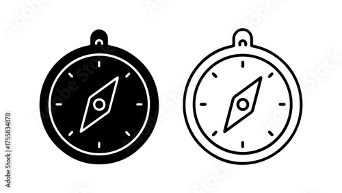 Compass icon set with transparent background