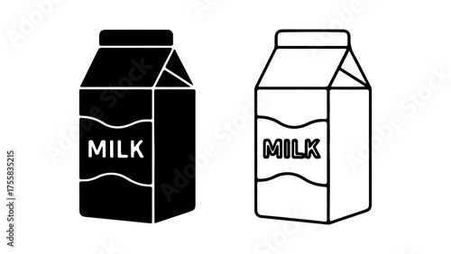 Milk carton icons with transparent background