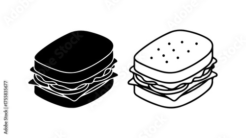 Sandwich set with outline and solid fill