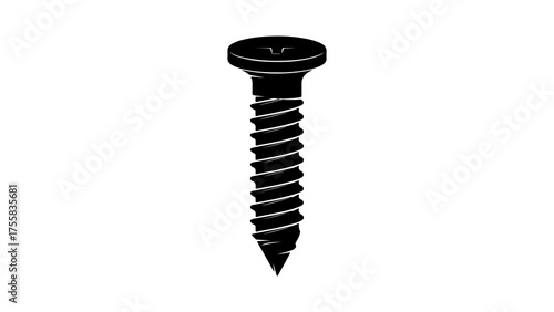 Black screw with transparent background