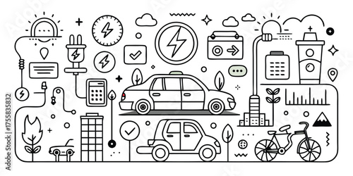 Sustainable transportation and green energy concepts in modern city lifestyle