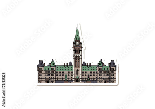 Parliament Hill sticker A vector art of Canada's architectural heritage