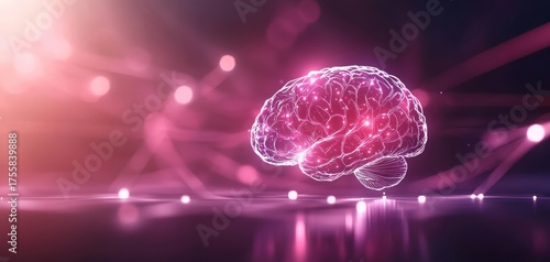 A stylized illustration of a brain surrounded by glowing lines, symbolizing neural connections and digital technology.