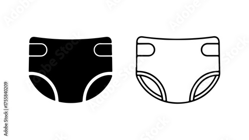 Baby diaper outline with transparent background