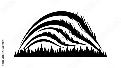 Forest and aurora borealis with transparent background