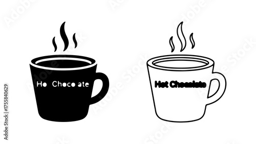 Hot chocolate cups with steam with transparent background