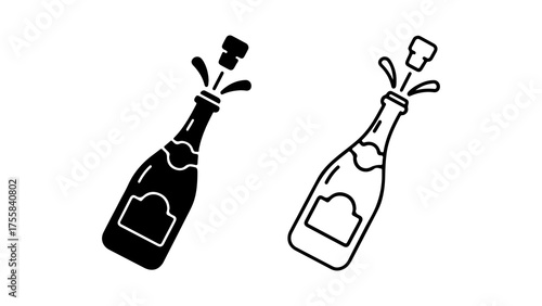 Champagne bottle popping with transparent background