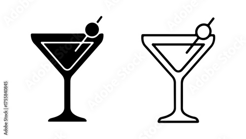 Martini glass with olive with transparent background