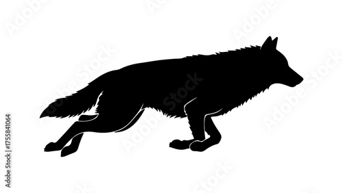 Running wolf silhouette with transparent background