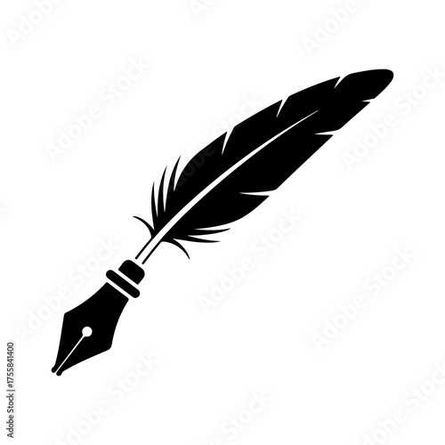 Antique quill pen with transparent background