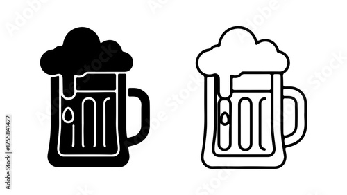 Beer mug with foam with transparent background