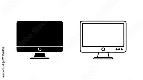 Computer monitors with outline and solid fill with transparent background
